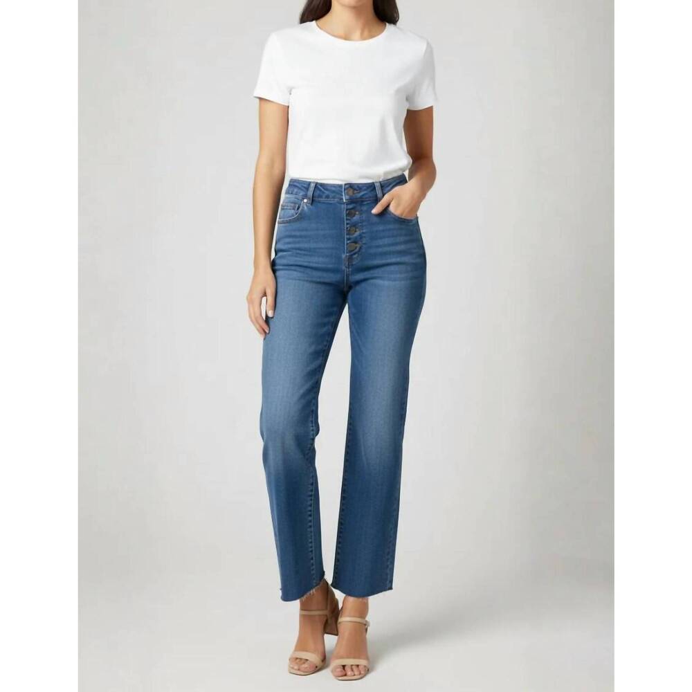 NEW APNY button fly jean in medium indigo